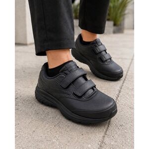 Brooks Addiction Walker V-Strap 2 Leather Walking Shoes Black 2E Wide 10 Women